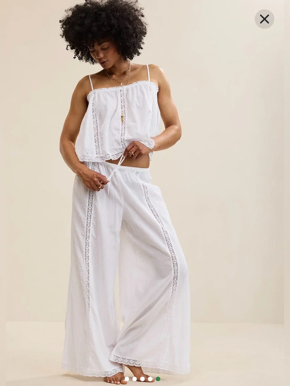 Aerie Cabana Wide Leg Pant in White - Large - Picture 4 of 7